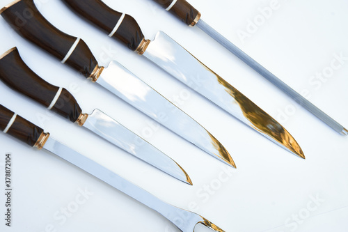 wood and steel knife set 