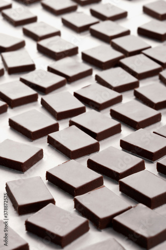Close-up of square shape pieces of chocolate