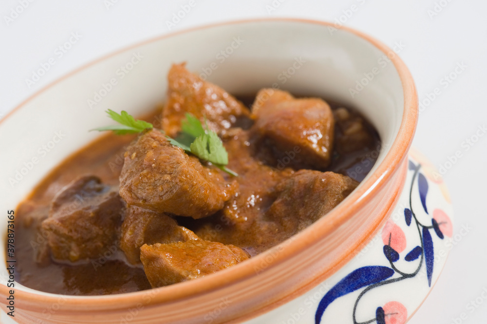Close-up of mutton curry served in a bowl Close-up of mutton curry served in a bowl
