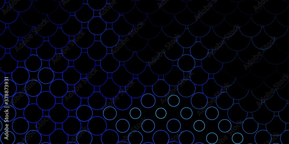Dark BLUE vector layout with circle shapes. Illustration with set of shining colorful abstract spheres. Design for your commercials.