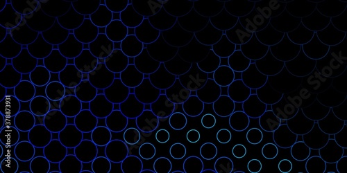 Dark BLUE vector layout with circle shapes. Illustration with set of shining colorful abstract spheres. Design for your commercials.