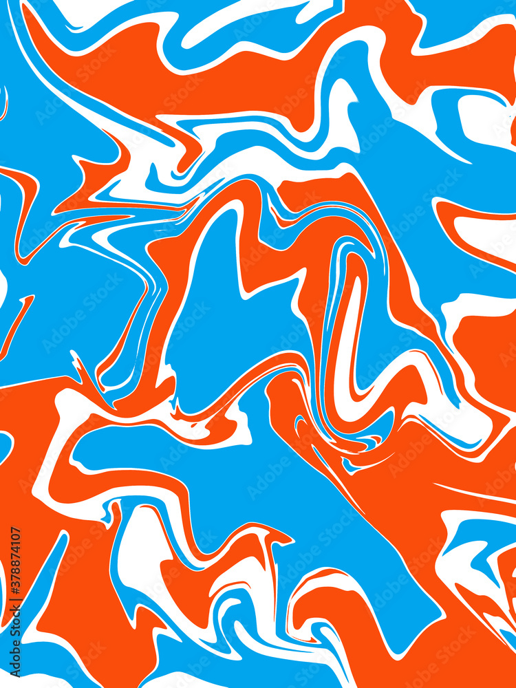 abstract blue and orange banner watercolor luxury liquid pattern color on white.