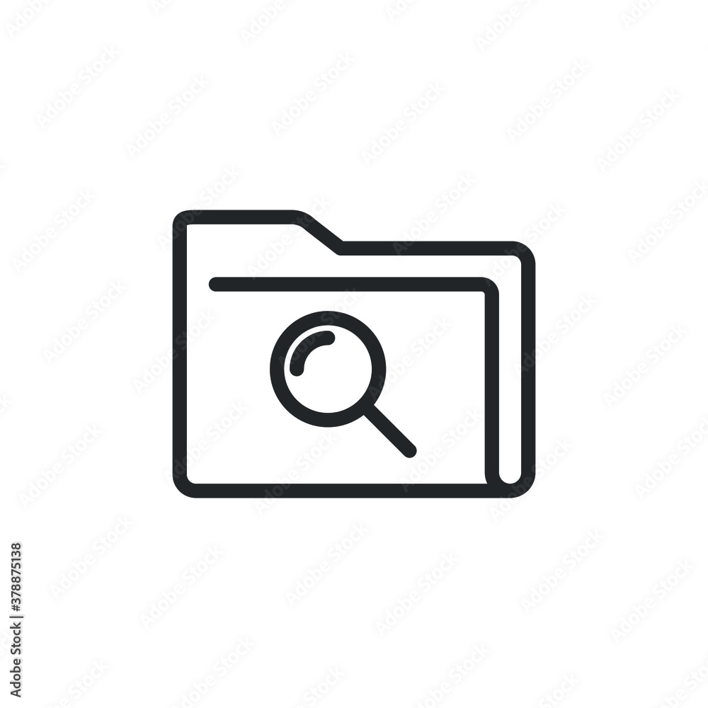 Check document with search sign icon. Magnifying glass over the folders. concept of scan or searching for documents or files. Vector illustration. Design on white background. EPS 10 Check document with search sign icon. Magnifying glass over the folders. concept of scan or searching for documents or files. Vector illustration. Design on white background. EPS 10