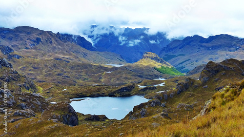 Fototapeta Naklejka Na Ścianę i Meble -  Cajas National Park, Andean Highlands, South America, Ecuador, Azuay province, to the west of Cuenca. View from the hiking trail close to Mirador Tres Cruces