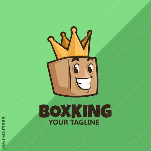 smiling box with crown. King Box Logo. delivery logo. saving logo.