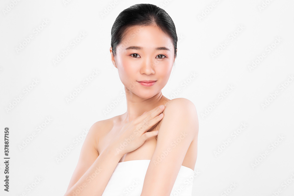 Beautiful young asian woman with clean fresh skin on white background, Face care, Facial treatment, Cosmetology, beauty and spa, Asian women portrait Beautiful young asian woman with clean fresh skin on white background, Face care, Facial treatment, Cosmetology, beauty and spa, Asian women portrait
