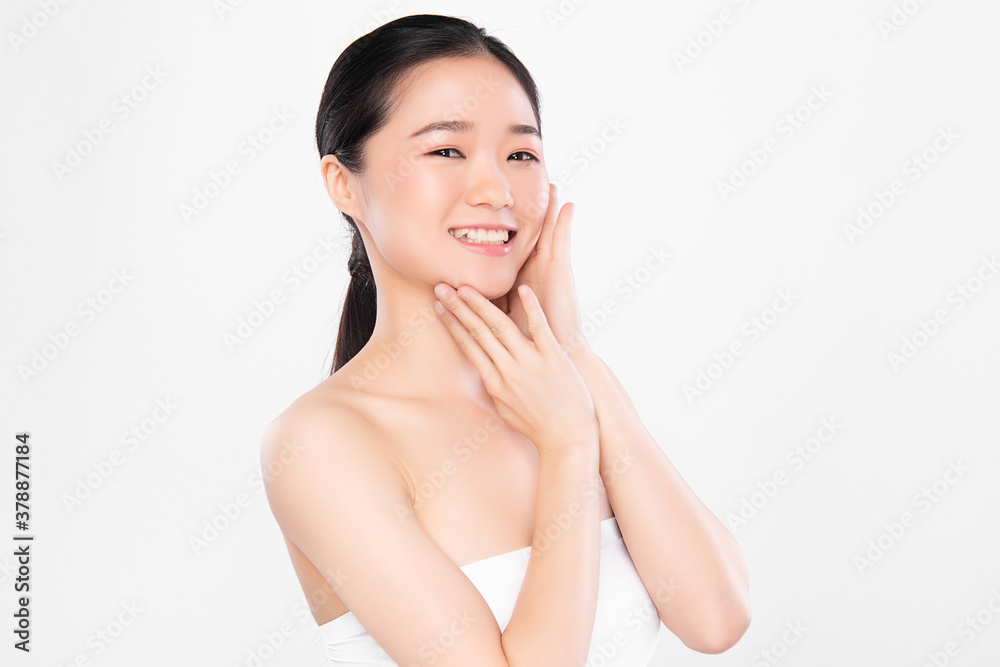 Beautiful young asian woman with clean fresh skin on white background, Face care, Facial treatment, Cosmetology, beauty and spa, Asian women portrait Beautiful young asian woman with clean fresh skin on white background, Face care, Facial treatment, Cosmetology, beauty and spa, Asian women portrait