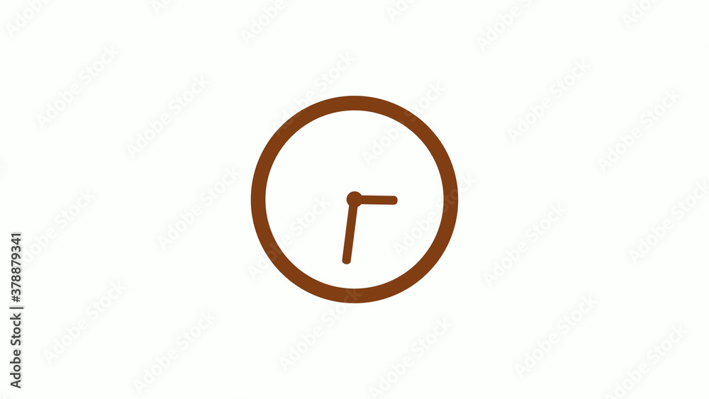 Amazing circle brown dark clock icon on white background,clock icon without trick
