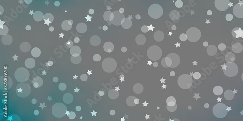 Light Pink, Blue vector pattern with circles, stars. Abstract illustration with colorful shapes of circles, stars. Design for wallpaper, fabric makers.