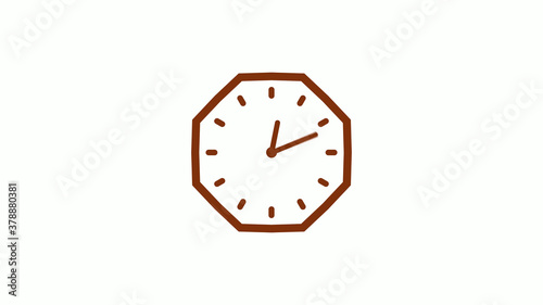 Brown dark counting down 12 hours clock icon on white background