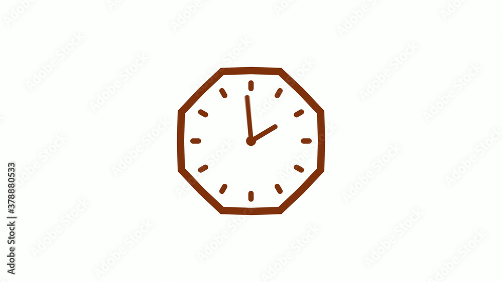 Brown dark counting down 12 hours clock icon on white background Brown dark counting down 12 hours clock icon on white background