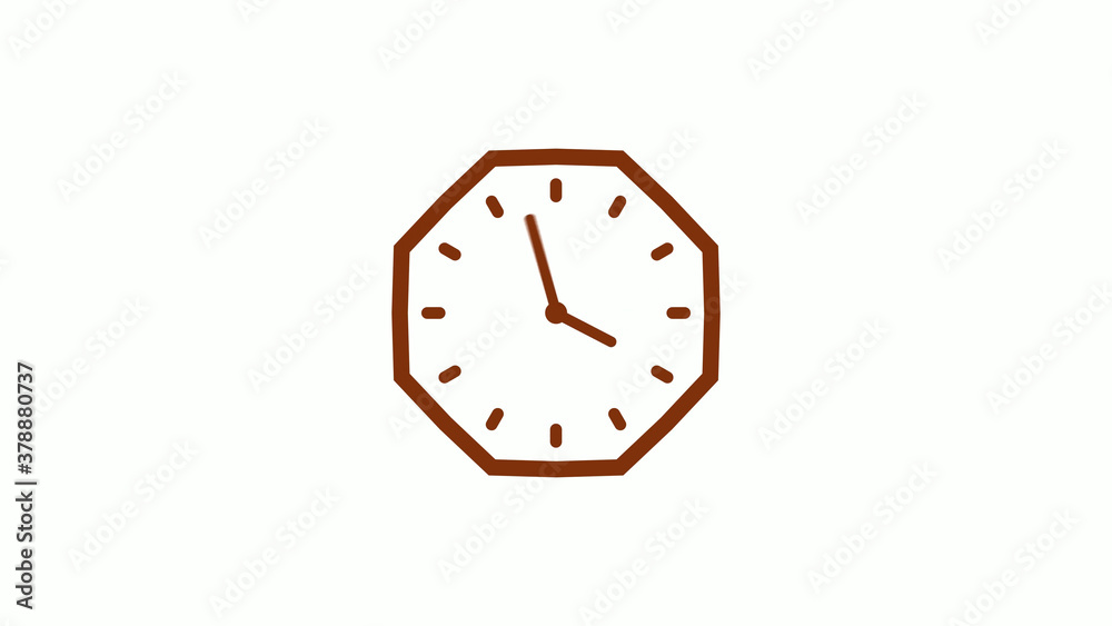 Brown dark counting down 12 hours clock icon on white background Brown dark counting down 12 hours clock icon on white background