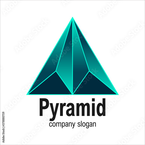 Modern Blue Gradient 3d Arrow Geometric Polygon Triangle Pyramid Logo Symbol Vector