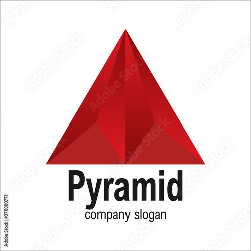 Modern Red Arrow Geometric Polygon Triangle Pyramid Logo Symbol