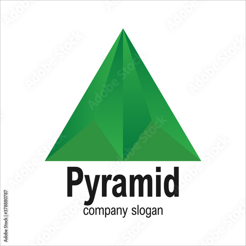 Modern Green Arrow Geometric Polygon Triangle Pyramid Logo Symbol Vector