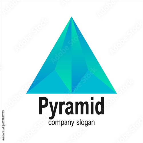 Modern Blue Arrow Geometric Polygon Triangle Pyramid Logo Symbol