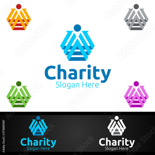Human Helping Hand Charity Foundation Creative Logo for Voluntary Church or Charity Donation