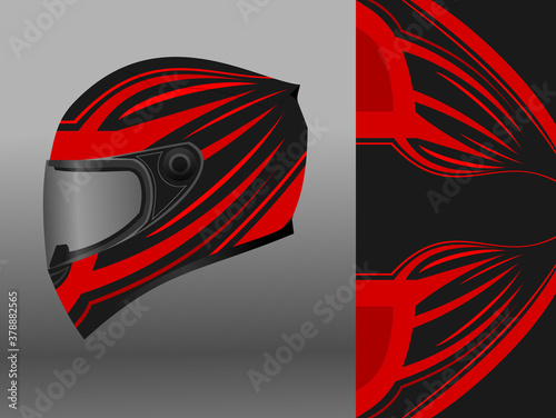 helmet wrap design with black and red color theme