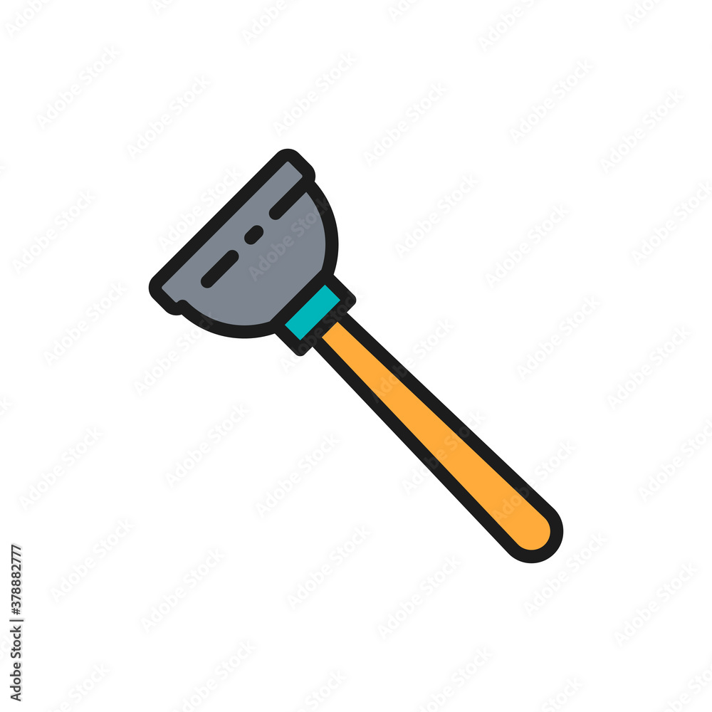Rubber plunger, plumbing tool flat color line icon. Rubber plunger, plumbing tool flat color line icon.