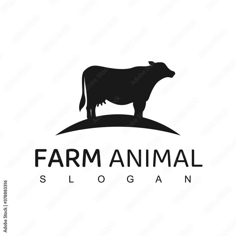 Obraz premium Farm Animal Logo, Cow Farm Symbol