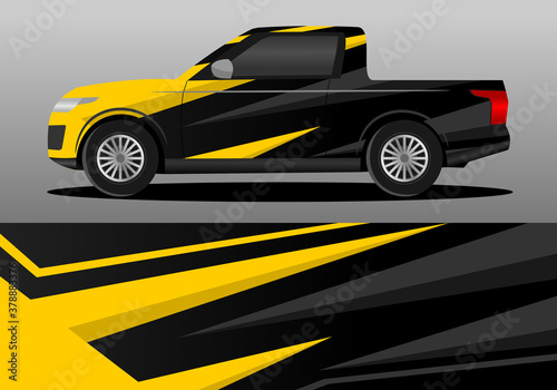 car wrap design with metal black and yellow color