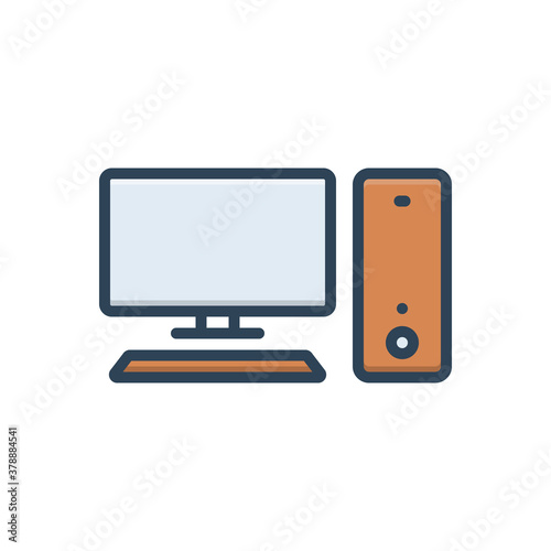 Color illustration icon for computer