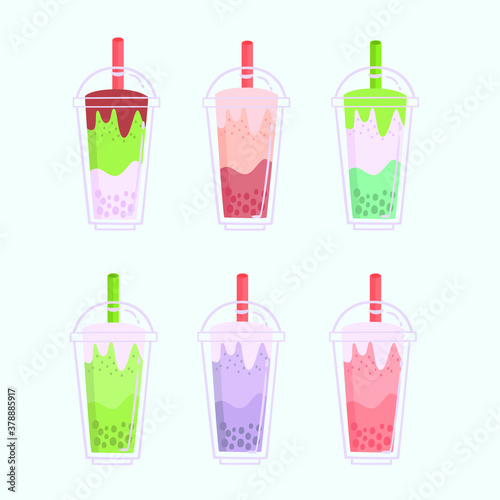 bubble tea hand drawn flavors collection