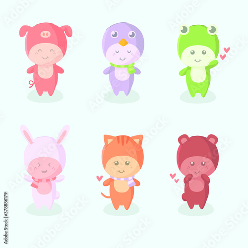 kawaii characters hand drawn collection
