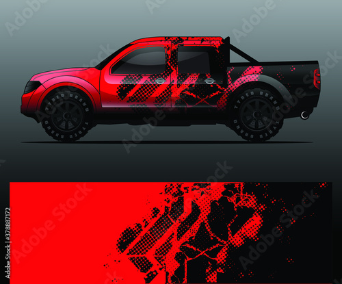 truck and vehicle Graphic vector. Racing background for vinyl wrap and decal