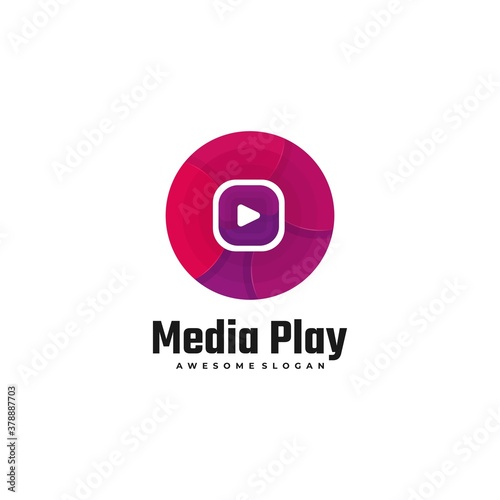 Vector Logo Illustration Media Play Gradient Colorful Style.