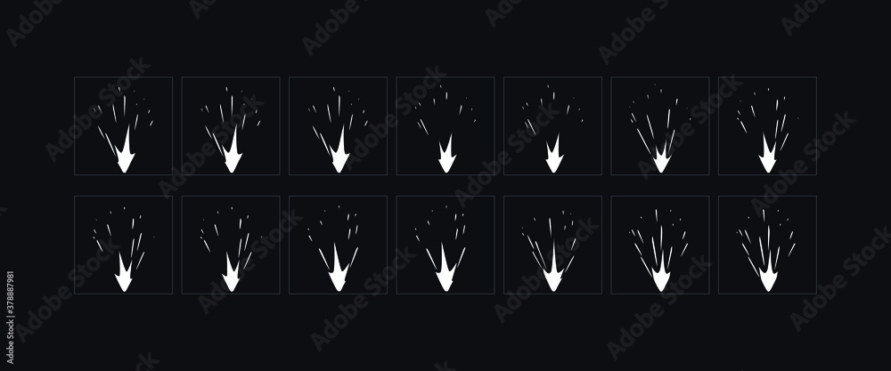 Fuse vfx animation frames. Fuse light effect sprite sheet for game, cartoon or motion design.