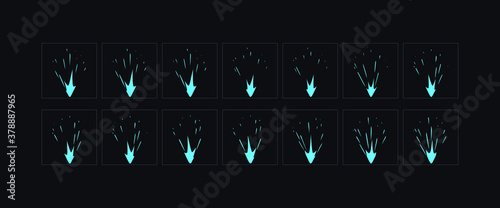 Fuse vfx animation frames. Fuse light effect sprite sheet for game, cartoon or motion design.