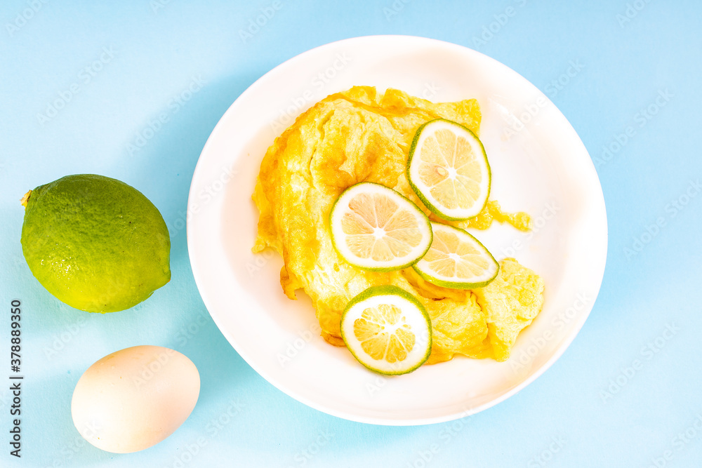 A fresh and simple egg omelette in lemon juice A fresh and simple egg omelette in lemon juice