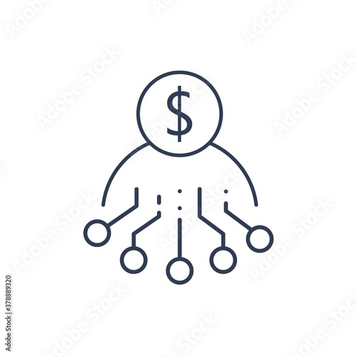  Cost per lead.  Vector linear icon isolated on white background.