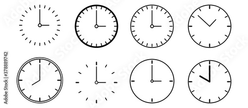 Vector Time and Clock icons in thin line style.