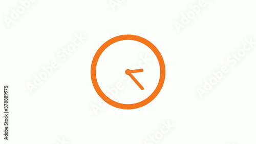 Amazing brown color circle 12 hours counting down clock icon on white background,clock icon