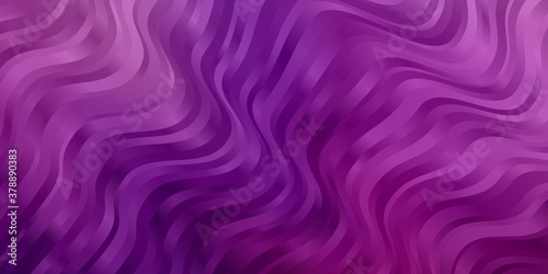 Light Purple, Pink vector background with curved lines. Abstract gradient illustration with wry lines. Pattern for booklets, leaflets.
