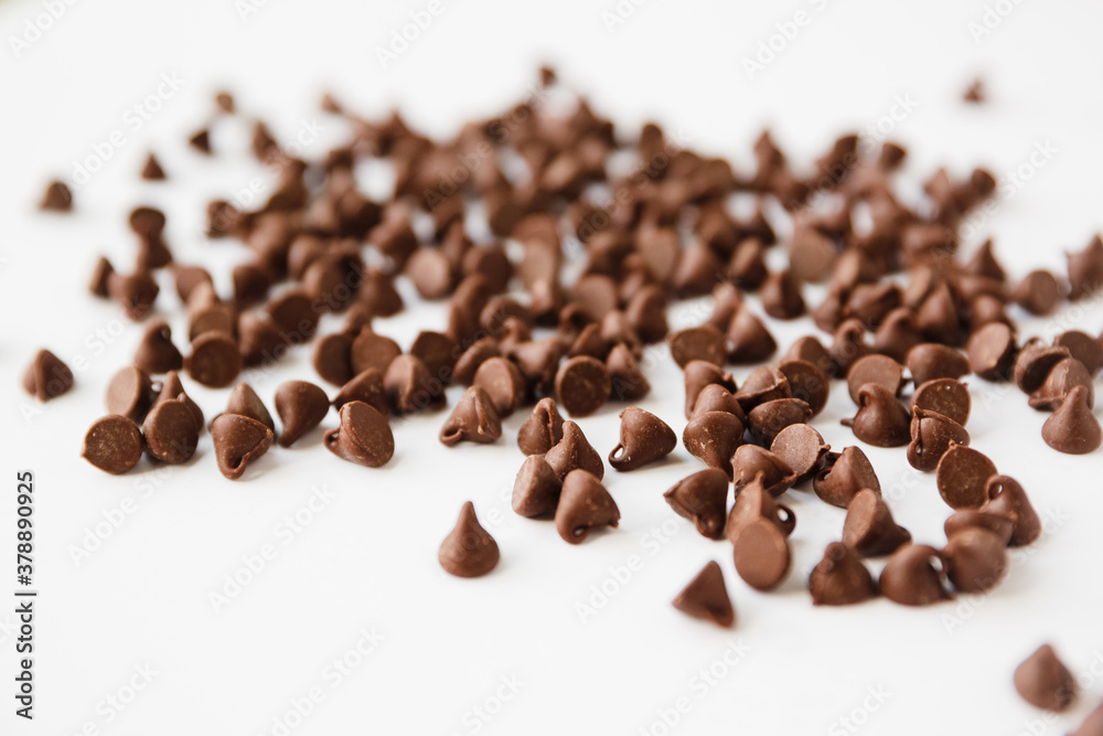 Chocolate Chips on White Background Chocolate Chips on White Background