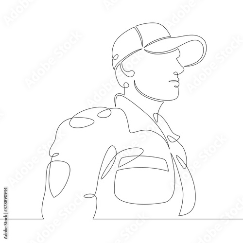 firefighter rescuer in uniform and helmet at work