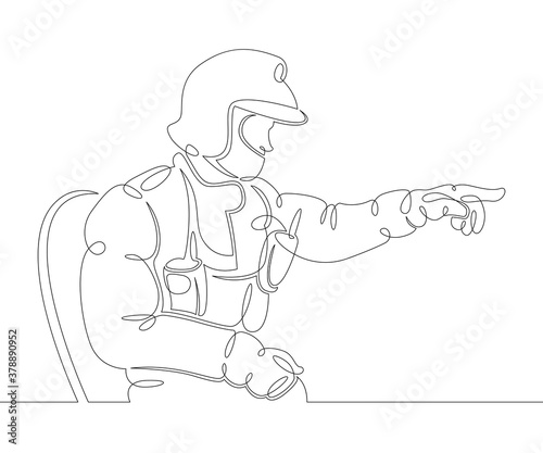 firefighter rescuer in uniform and helmet at work