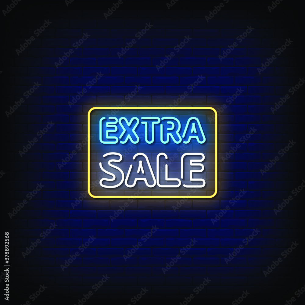 Extra Sale Neon Signs Style Text Vector Extra Sale Neon Signs Style Text Vector