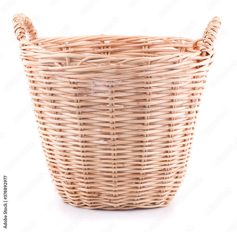 vintage weave wicker basket isolated on white background