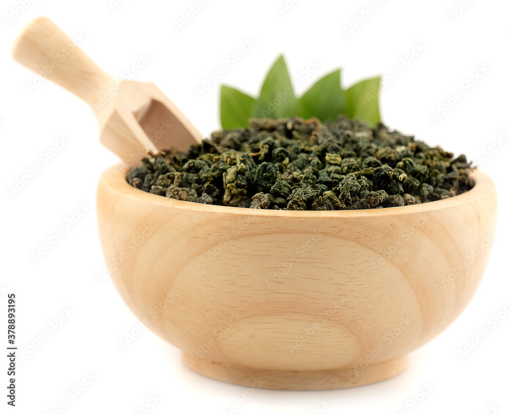 Oolong tea on white background Oolong tea on white background