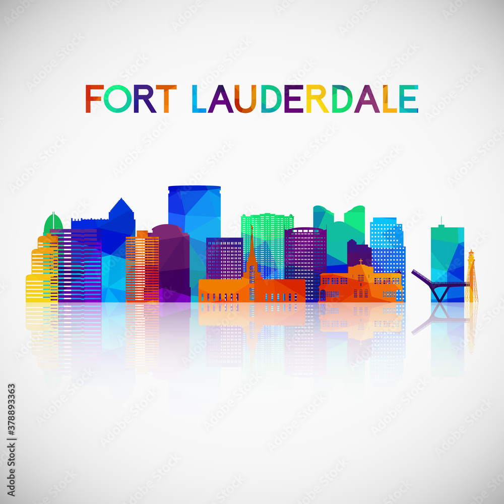 Fort lauderdale skyline silhouette in colorful geometric style. Symbol for your design. Vector illustration.