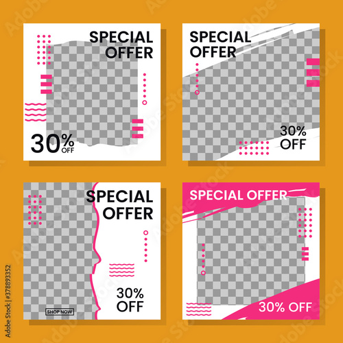 Social media post template with paint brush style. Banner special offer edition, Good for promoting products or brand. Banners vector