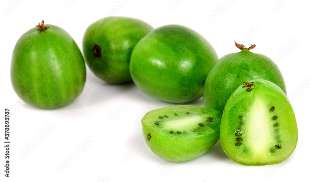 mini kiwiberry isolated on white background mini kiwiberry isolated on white background