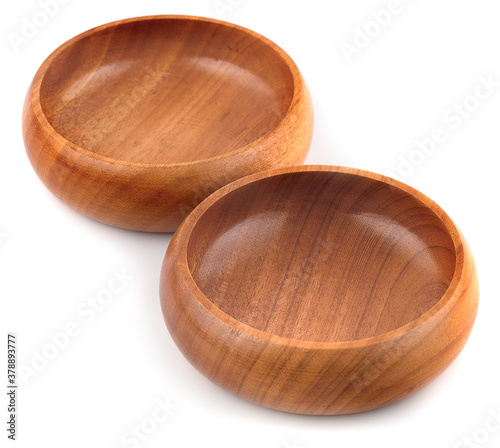 Wooden bowl isolated on white