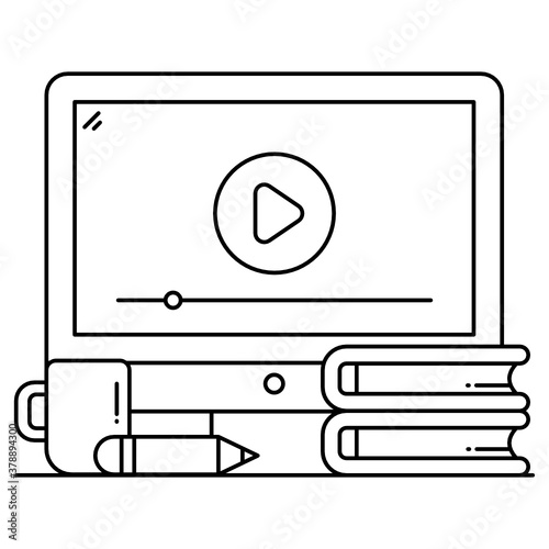 
An icon design of video learning in flat vector 
