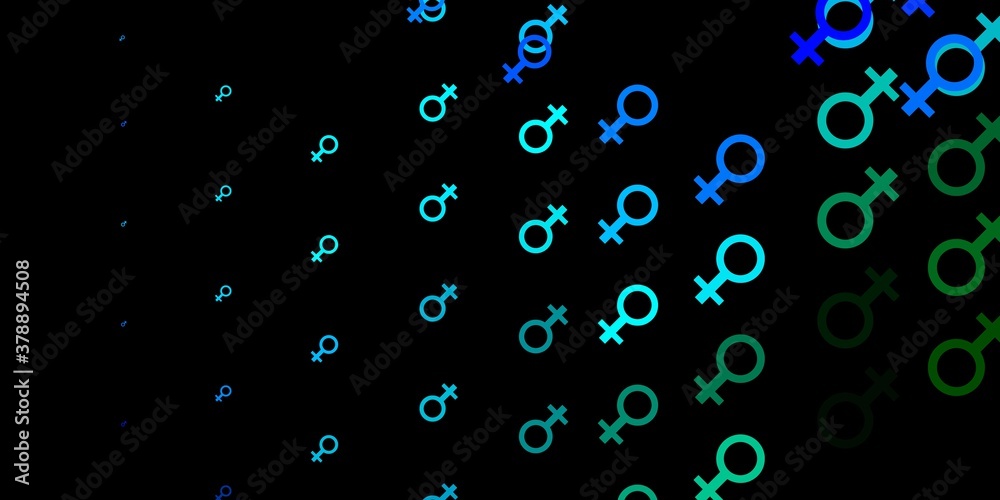 Dark Blue, Green vector texture with women's rights symbols.