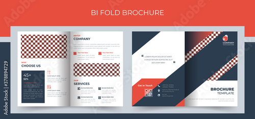 Corporate bi fold business brochure design template in a4 format. Premium Vector